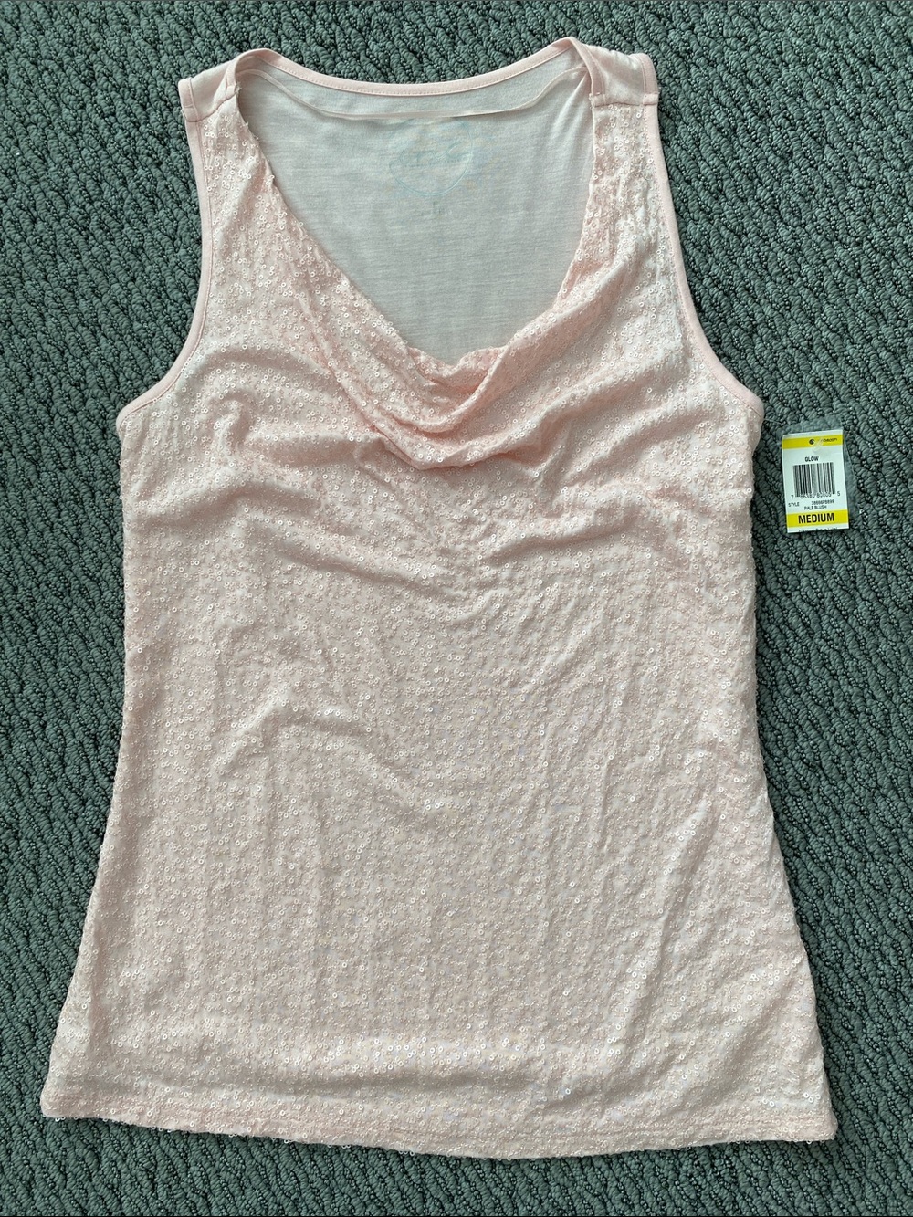 INC International Concepts Pale Blush embellished Pink Cowl Neck Tank Top